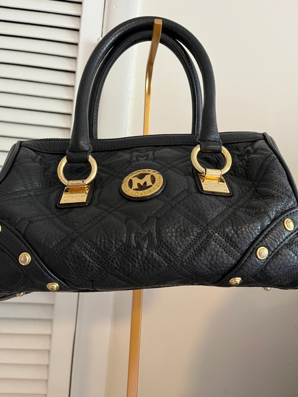 Metro City Black leather Boston bag
